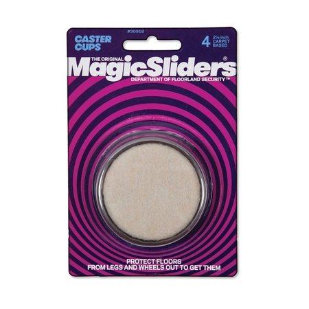 MAGIC SLIDERS Carpet Based Caster Cups Oatmeal Round 2-1/2 in. W X 2-1/2 in. L , 4PK 30916